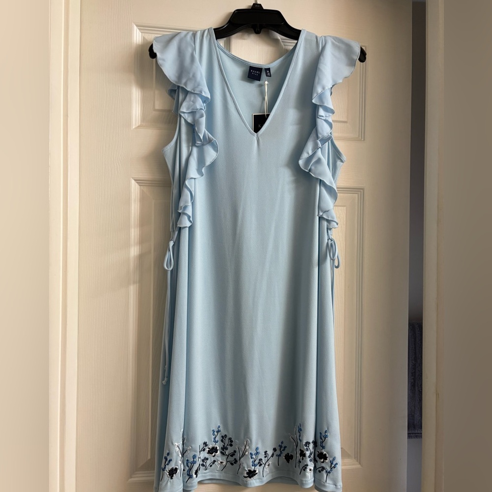 Kaari Blue Embellished Ruffled Sundress for Wedding Guests